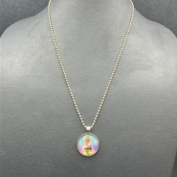 Tinker Bell Blaze Pendant Necklace 22 Inch Silver Ball Chain Retro Multicolor - Picture 2 of 7